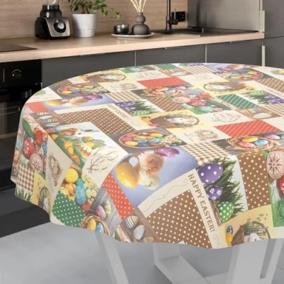 Afbeelding van Ostara Afwasbaar tafelzeil, tuintafelkleed, voor binnen en buiten, rond, 140 cm