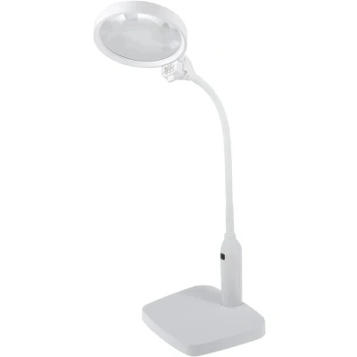 Afbeelding van PURElite Multifunctionele vergrootlamp 2 vergrootglazen 1,8 x en 3 x, oplaadbare flexibele led tafellamp, verstelbare kraag klem, natuurlijke lichtlampen voor lezen, naaien, knutselen wit