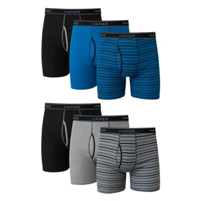 Afbeelding van Hanes Set van 6 boxershorts zonder etiket voor heren, nauwsluitende heren (6 stuks), op kleur gesorteerd