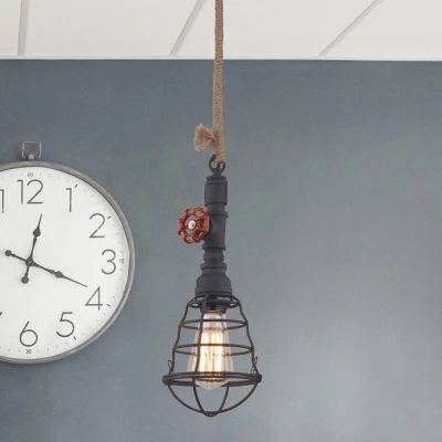 Afbeelding van Hanglamp in industrieel ontwerp, zwart