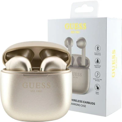Afbeelding van Guess TWS True Wireless Script Logo Bluetooth In ear Oordopjes Goud
