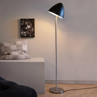 Afbeelding van Dyberg Larsen vloerlamp Oulu, zwart/staal, hoogte 128 cm