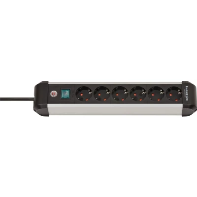 Afbeelding van Brennenstuhl 1391030600 Alu Line PDU Stekkerdoos 16A met 6x Type F Stopcontacten Aan/uit Schakelaar 3 meter