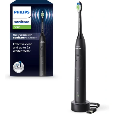 Afbeelding van Philips Sonicare 5500 Series Elektrische Tandenborstel Zwart 2 poetsstanden Wittere tanden HX7111/01