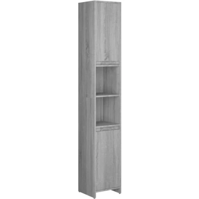 Afbeelding van Badkamerkast 30x30x183,5 cm bewerkt hout grijs sonoma eiken
