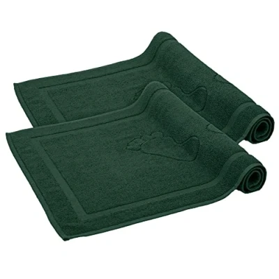 Afbeelding van Komfortec Badmat Set 2 stuks 50x80 cm 100% Katoen Zachte en Absorberende Douchemat/Handdoek Donkergroen