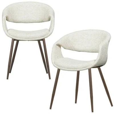 Afbeelding van WOOOD Yossi Eetkamerstoelen Metalen Koper Poot Naturel Set van 2
