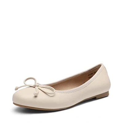 Afbeelding van DREAM PAIRS Klassieke ballerina&#039;s voor dames, modieuze platte Beige