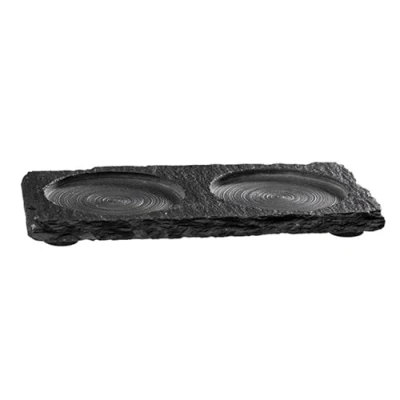 Afbeelding van Natuursteen plateau 2 uitsparingen 15x8cm Set van stuks