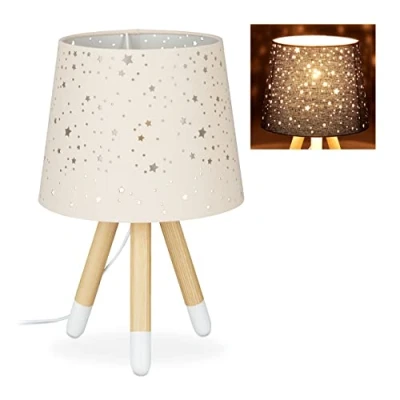 Afbeelding van Relaxdays kinderlamp ster tafellamp kinderkamer E14 driepoot nachtlampje roze