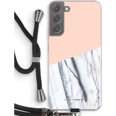 Afbeelding van Case Company® hoesje met Koord geschikt voor Samsung Galaxy S22 Plus A touch of peach Telefoonhoesje Zwart Bescherming aan alle Kanten en Over de Schermrand