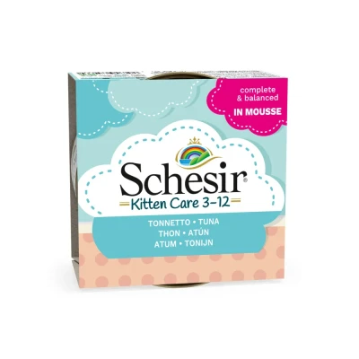 Afbeelding van Schesir Kattenvoer Kitten 3 12 Tonijn in Mousse 85 gr