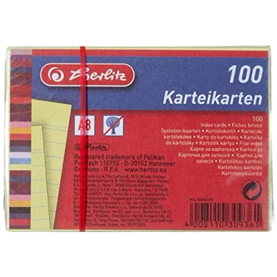 Image de Pqt de 100 fiches bristol 170g format a8 ligné jaune herlitz 10836328
