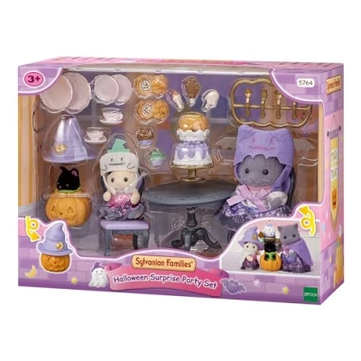 Image de Coffret Halloween Sylvanian Families 3 Figurines Déguisées Mobilier Et Goûter D&#039;Halloween