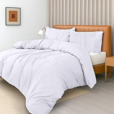Afbeelding van Utopia Bedding Dekbedovertrekset Microvezel polyester dekbedovertrek 200 x cm + 2 Geplooide Zoom Kussenslopen 50 75 Wit