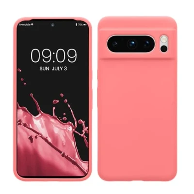Afbeelding van kwmobile telefoonhoesje geschikt voor Google Pixel 8 Pro Hoesje met siliconen coating Smartphone case in Pastelkleurig koraal