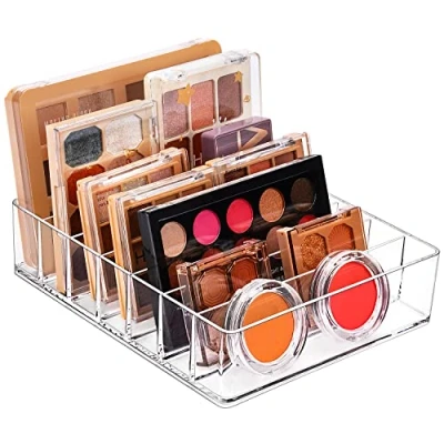 Afbeelding van JessLab Palet Organizer, 7 sectie Verdeeld Plastic Make up Organizer Oogschaduw Contour Blush Houder Cosmetica Opslag voor Badkamer Vanity Countertop (Transparant, XL), Transparant