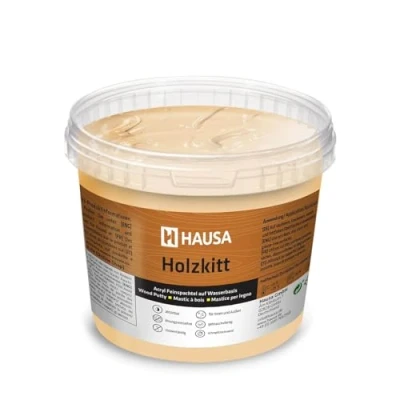 Afbeelding van HAUSA Houtstopverf 1 kg licht eiken houtvuller kit voor het repareren van houtschade direct klaar gebruik uitstekende vulkracht sneldrogend duurzaam