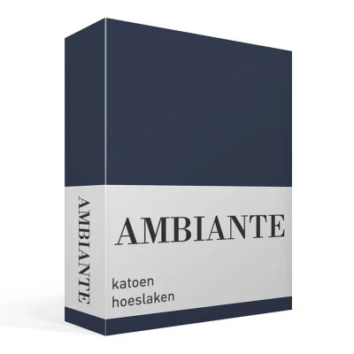 Afbeelding van Ambiante Cotton Uni hoeslaken Lits jumeaux (180x210/220 cm) Blauw