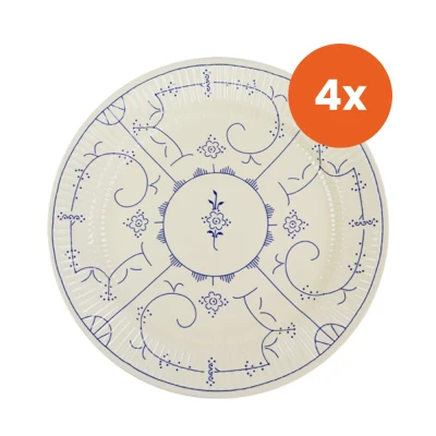 Afbeelding van Royal Boch Copenhague Set 4 Borden Van 31cm Crème Met Decor Aardewerk