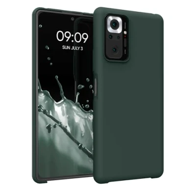 Afbeelding van kwmobile telefoonhoesje geschikt voor Xiaomi Redmi Note 10 Pro Hoesje met siliconen coating Smartphone case in mosgroen