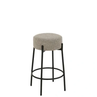 Afbeelding van J Line Barkruk Boucle Multiplex/Polyester Grijs/Zwart