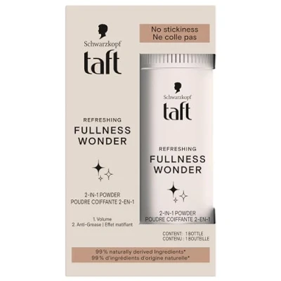 Image de Taft Schwarzkopf Poudre Coiffante Cheveux 2 En 1 Volume Longue Durée Effet Matifiant Décoiffé Ne colle pas 99% d&#039;ingrédients d&#039;origine naturelle Contenant de 10 g