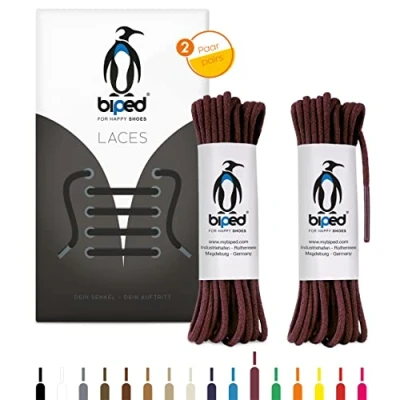 Afbeelding van biped LACES Z2900 ronde katoenen veters, diameter 2 mm, dun, premium veters voor schoenen en leren laarzen, scheurvast wasbaar, gemaakt in de EU, Bordeaux