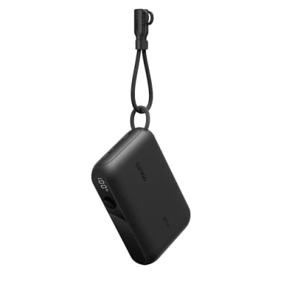 Afbeelding van Belkin Externe accu, 10.000 mAh, powerbank snel opladen met 2 USB C poorten (draagbare oplader, display, 20 W, voor iPhone 16 en 15, Samsung Galaxy S25 S24, Pixel 9, iPad enz., zwart)