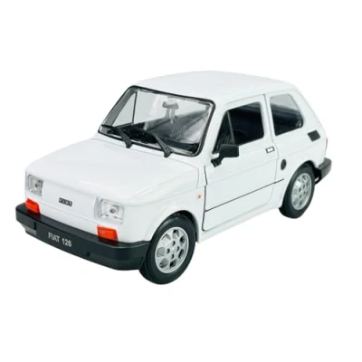 Afbeelding van Welly Fiat 126 bouwwit identiek aan Polski 126p 1972 2000 1/21 modelauto schilderij
