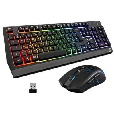 Image de Pack Gaming Clavier + Souris sans fil The G Lab Combo Tungsten RVB Noir