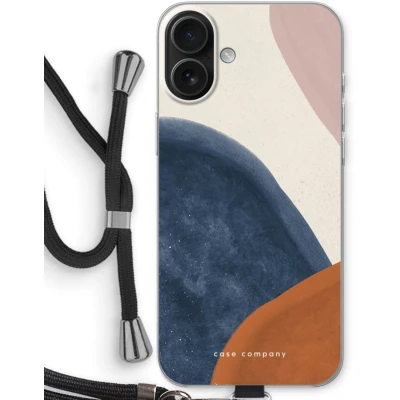 Afbeelding van Case Company® hoesje met Koord geschikt voor iPhone 16 Plus Geo #1 Telefoonhoesje Zwart Bescherming aan alle Kanten en Over de Schermrand