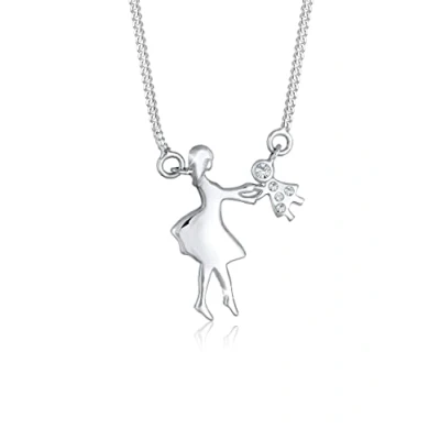Afbeelding van Elli Mutter Liebe Kristalle Ketting, Dames, Maat: 45, Silber