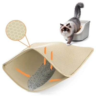 Afbeelding van Ycozy Kattenbakmat, 62 x 42 cm, mat voor kattenbak, dubbellaags Oxford weefsel, waterdicht, urinebestendig, gemakkelijk te reinigen