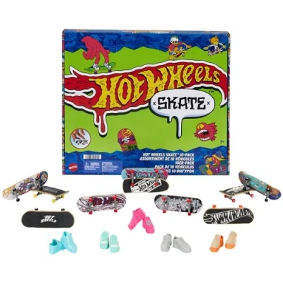 Afbeelding van Hot Wheels Skate HTP59 Set van 10 vingers inclusief 5 paar afneembare skateschoenen, gedetailleerde afbeeldingen met thema, speelgoed voor kinderen jaar