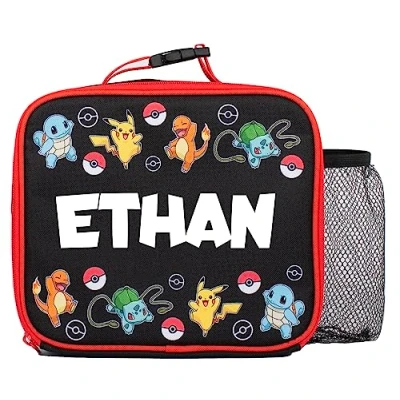 Afbeelding van Pokemon PoKéMoN Gepersonaliseerde lunchtas voor kinderen, schooltas jongens en meisjes, Pikachu geïsoleerde zwart/rood