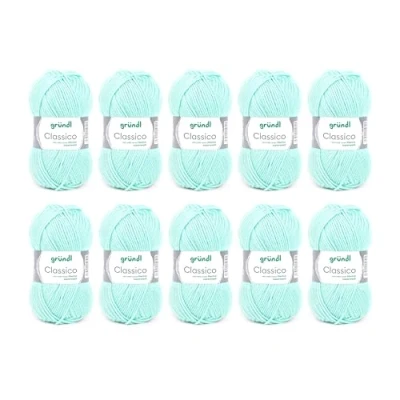 Image de Gründl Laine Classico (Fil à Crochet certifié Oeko TEX 50% Vierge (mérinos Superwash) &amp; polyacrylique, 50 g / 120 m, grosseur d&#039;aiguilles : 3,5 4,5, 10 pelotes de g), Menta