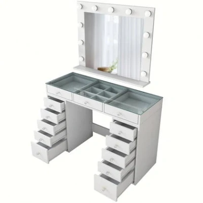 Afbeelding van Make uptafel met spiegel Maxima 45x120x80 MDF/wit