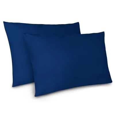 Afbeelding van Dreamzie Kussenslopen, set van 2 slopen, microvezel, met ritssluiting, OEKO TEX gecertificeerd, 40 x 80 cm, donkerblauw