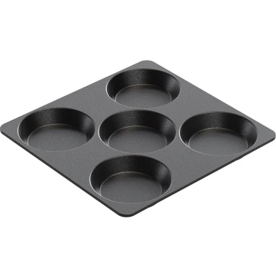 Afbeelding van AMT Gastroguss 5 vaks bakplaat Handgegoten aluminium Lotan antiaanbaklaag 28 x 29 cm Ovenbestendig tot 240C