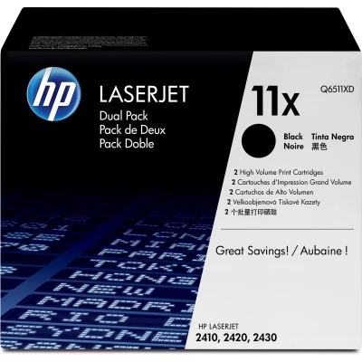 Afbeelding van HP 11XD (Q6511XD) Toner Zwart Voordeelbundel 2 pack Hoge capaciteit