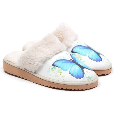 Afbeelding van GOBY Blue Butterfly Clogs Slippers Hoge kwaliteit Handmade Maat 41