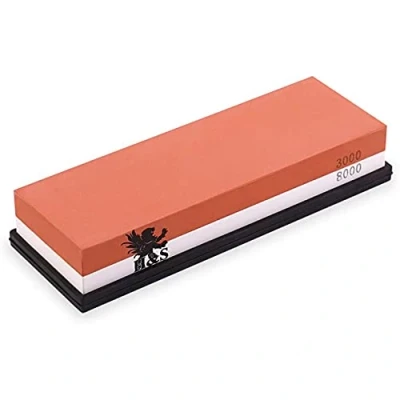 Afbeelding van H&amp;S Wetsteen Mes Slijpsteen 3000/8000 Grit Professionele Slijper Rubber Houder Base