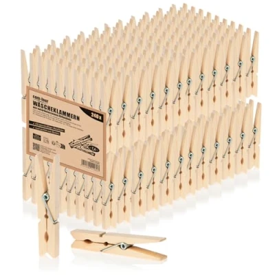 Afbeelding van 240x houten wasknijpers duurzame van berkenhout onbehandelde voor het ophangen kleding en handwerk (240 stukjes berken)