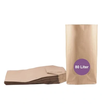 Afbeelding van ZURAS® 25 stuks papieren vuilniszakken, 80 liter, voor biologische van papier, vocht en scheurvast