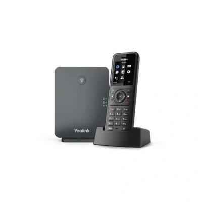 Image de Yealink W77P Téléphone VoIP sans fil avec ID d&#039;appelant 1900 MHz DECT\CAT iq (conférence) à trois capacité d&#039;appel SIP, SIP v2, RTCP XR, VQ RTCPXR 10 lignes noir, gris classique