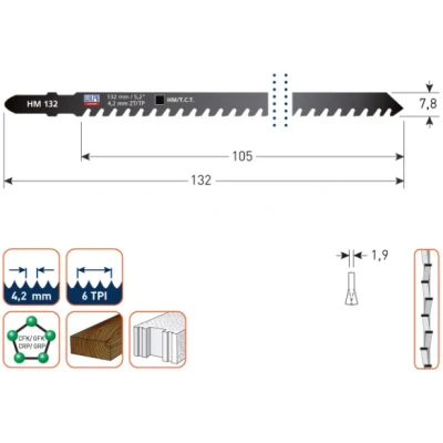 Afbeelding van Decoupeerzaagbladen Bosch T341HM Geschikt voor hardhout en gasbeton HM132 (1 stuk)