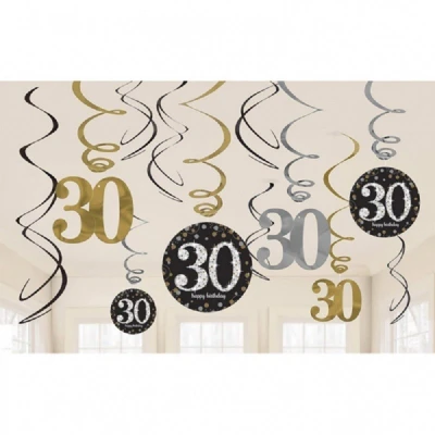 Afbeelding van Decoratie swirl 30 Sparkling zilver goud