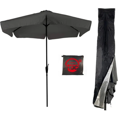 Afbeelding van Parasol Gemini Grijs 3m stokparasol Grijze met Redlabel Parasolhoes.