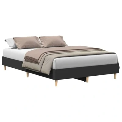 Afbeelding van vidaXL Bedframe zonder matras 140x190 cm spaanplaat zwart